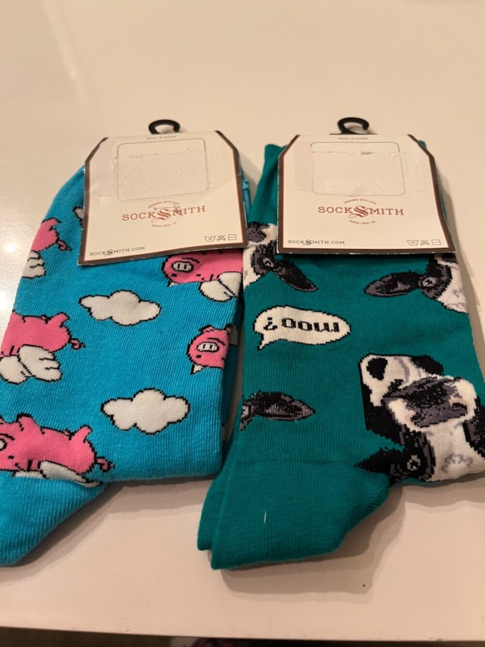 NFS Farm Animal Cotton Crew Socks (Women's One Size - Cows‎ and Pigs - NEW)